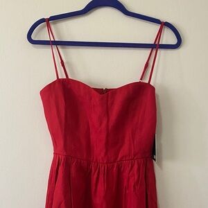 NWT Reformation Olivia Linen Dress - Lipstick Red -6